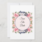 美しいピンクの花結婚式招待状、 招待状 (裏面)