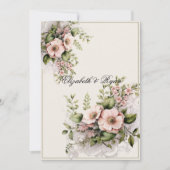 美しいピンクの花緑のつる植物 招待状 (正面)