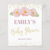 美しいピンクの花金ゴールドアクセントの願いベビー (裏面)