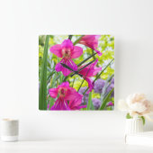 美しいピンクの花 スクエア壁時計 (ホーム)