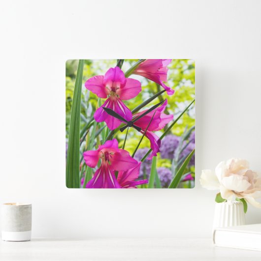 美しいピンクの花 スクエア壁時計 (ホーム)