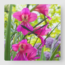 美しいピンクの花 スクエア壁時計