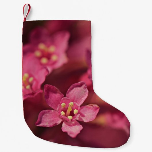 美しいピンクの花 スモールクリスマスストッキング (正面)