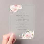 美しいピンクの花 華やかな結婚式 アクリル招待状 (インサイチュ (ポータブル))