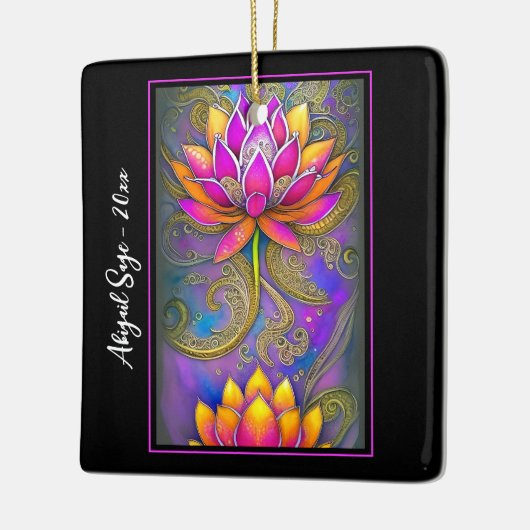 美しいピンクの華美蓮の花クリスマス セラミックオーナメント (左)