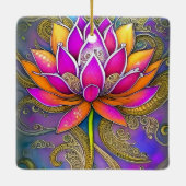 美しいピンクの華美蓮の花クリスマス セラミックオーナメント (裏面)