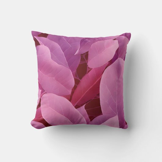 美しいピンクの葉柄 クッション (正面)