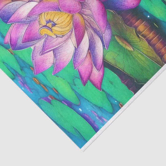 美しいピンクの蓮の花水のシーン 薄葉紙 (詳細)