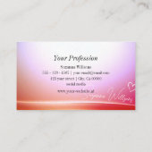 美しいピンクの薄紫グラデーション曲線デコールとモノグラム 名刺 (裏面)