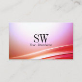 美しいピンクの薄紫曲線デコールモノグラムと写真 名刺 (正面)