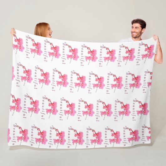 美しいピンクの蘭の花フォトアート フリースブランケット (インサイチュ)