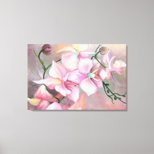 美しいピンクの蘭の花 - オリジナル絵画 キャンバスプリント (正面)