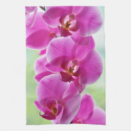 美しいピンクの蘭 キッチンタオル