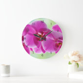 美しいピンクの蘭 ラージ壁時計 (ホーム)