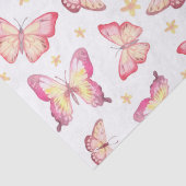 美しいピンクの蝶と黄色の花 薄葉紙 (詳細)