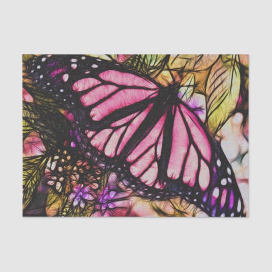 美しいピンクの蝶抽象芸術 薄葉紙 (正面)