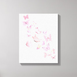 美しいピンクの蝶 - 額装されたキャンバス キャンバスプリント