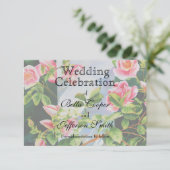 美しいピンクの赤い白いバラの水色のフローラ セーブザデート (スタンド正面)