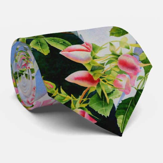 美しいピンクの赤い白いバラの水色のフローラ ネクタイ (ロール)