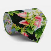 美しいピンクの赤い白いバラの水色のフローラ ネクタイ (ロール)