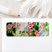 美しいピンクの赤い白いバラの水色のフローラ ラベル (インサイチュ)