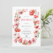 美しいピンクの赤ポピーのブライダルシャワー招待 招待状 (スタンド正面)