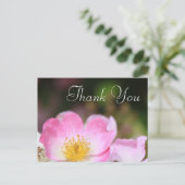 美しいピンクの野生のバラ結婚の花感謝していのあなた ポストカード (スタンド正面)