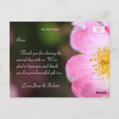 美しいピンクの野生のバラ結婚の花感謝していのあなた ポストカード (裏面)