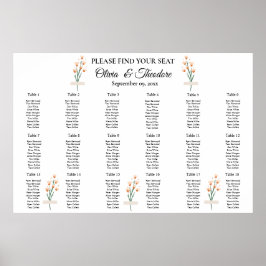 美しいピンクの野結婚花の座席表 ポスター