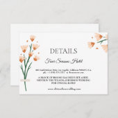 美しいピンクの野結婚花の詳細囲い 出欠カード (正面/裏面)