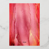 美しいピンクの金ゴールド結婚抽象芸術 箔招待状 (裏面)