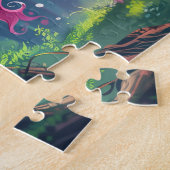 美しいピンクの馬のユニコーン漫画 ジグソーパズル (側面)