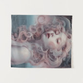 美しいピンクの髪の人魚 タペストリー (正面(横))