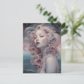 美しいピンクの髪の人魚 ポストカード (スタンド正面)