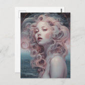 美しいピンクの髪の人魚 ポストカード (正面/裏面)