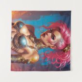 美しいピンクの髪の人 タペストリー (正面(横))