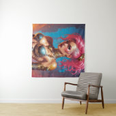 美しいピンクの髪の人 タペストリー (インサイチュ(横))