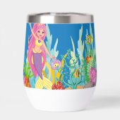 美しいピンクの髪遊の人魚の海 (背面)