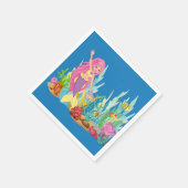 美しいピンクの髪遊の人魚の海 スタンダードカクテルナプキン (角)