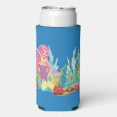 美しいピンクの髪遊の人魚の海 スリム缶クーラー (Seltzer裏面)