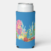 美しいピンクの髪遊の人魚の海 スリム缶クーラー (Seltzer正面)