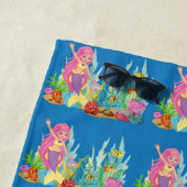 美しいピンクの髪遊の人魚の海 ビーチタオル (インサイチュ)