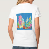 美しいピンクの髪遊の人魚の海 Tシャツ (裏面)