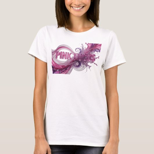美しいピンクのPINK FOCUSステートメントTシャツ Tシャツ (正面)