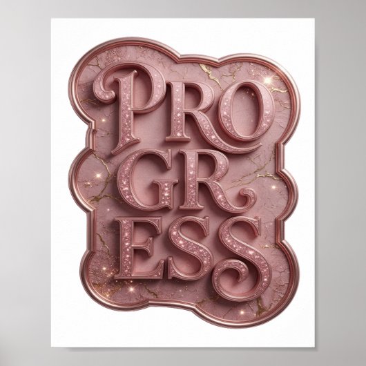 美しいピンクのPROGRESSテキストデザイン ポスター (正面)