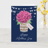 美しいピンクアジサイ素朴の母の日 カード (黄色い花)