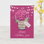 美しいピンクアジサイ素朴の母の日 カード (黄色い花)