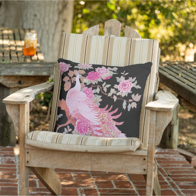 美しいピンクカラーフェザーピーコックフローラパティオ アウトドアクッション (椅子)
