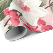 美しいピンククリスマスフローラ紙 ラッピングペーパー (ロールコーナー)