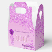 美しいピンクグリッター&リボン100誕生日 フェイバーボックス (オープン)